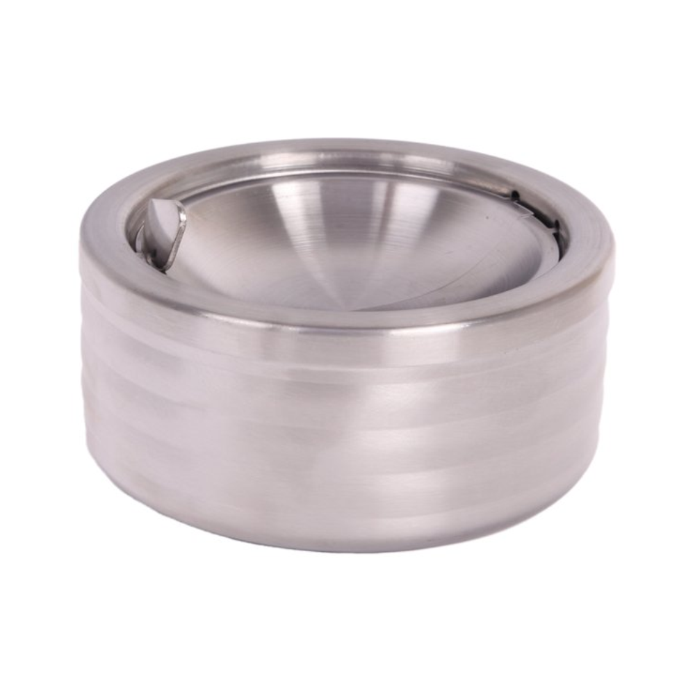 Aschenbecher mit Deckel Kippascher Windaschenbecher Design Sturmaschenbecher Klappaschenbecher Bar Edelstahl - 12 cm Gratis Einkaufswagenlöser